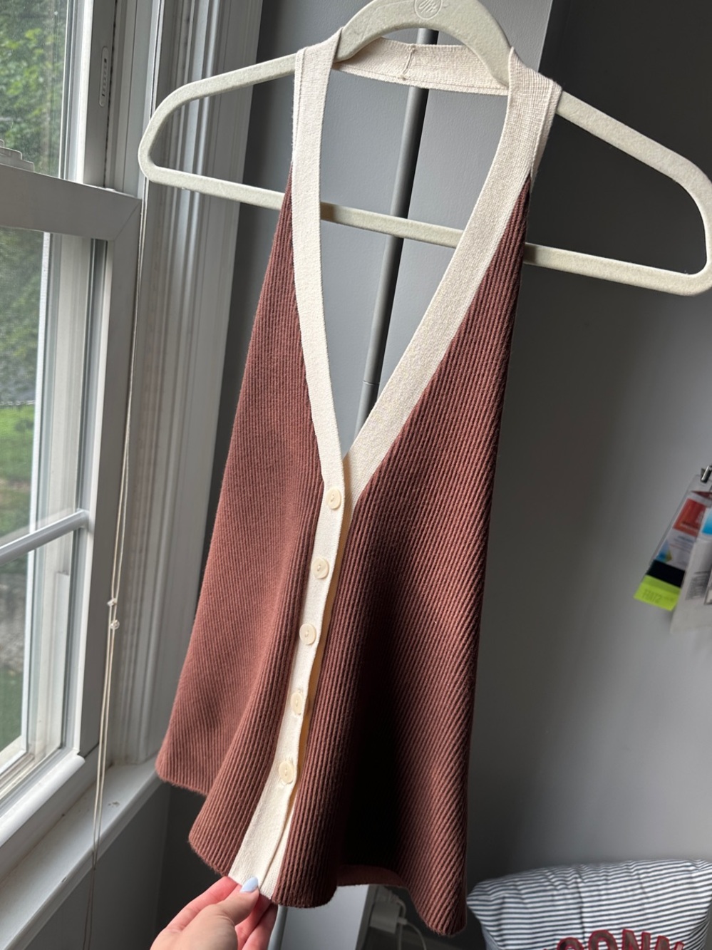 Abercrombie & Fitch Ribbed Brown Tank with Cream Trim